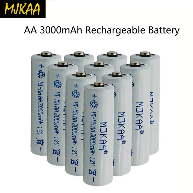 

MJKAA 10/20PCS AA 3000mAh 1.2V Ni-MH Rechargeable Battery Cheap 2A Neutral Batteries for Electronic Gadgets