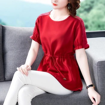 COIGARSAM 4XL Plus Size Short Sleeve blouse women New Summer Chiffon Lace blusas womens tops and blouses Dark Green Wine Red 
COIGARSAM 4XL Plus Size Short Sleeve blouse women New Summer Chiffon Lace blusas womens tops and blouses Dark Green Wine Red