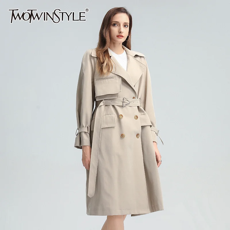 TWOTWINSTYLE Irregular Korean Windbreaker For Women Lapel Long Sleeve High Waist Casual Trench Female Fashion New Clothing 2020
TWOTWINSTYLE Irregular Korean Windbreaker For Women Lapel Long Sleeve High Waist Casual Trench Female Fashion New Clothing 2020