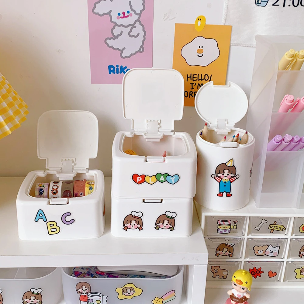 1 Pcs Kawaii Storage Box with Cover Desk Top Cotton Swab Box Desk Organizer Sorting Box Household Goods
1 Pcs Kawaii Storage Box with Cover Desk Top Cotton Swab Box Desk Organizer Sorting Box Household Goods