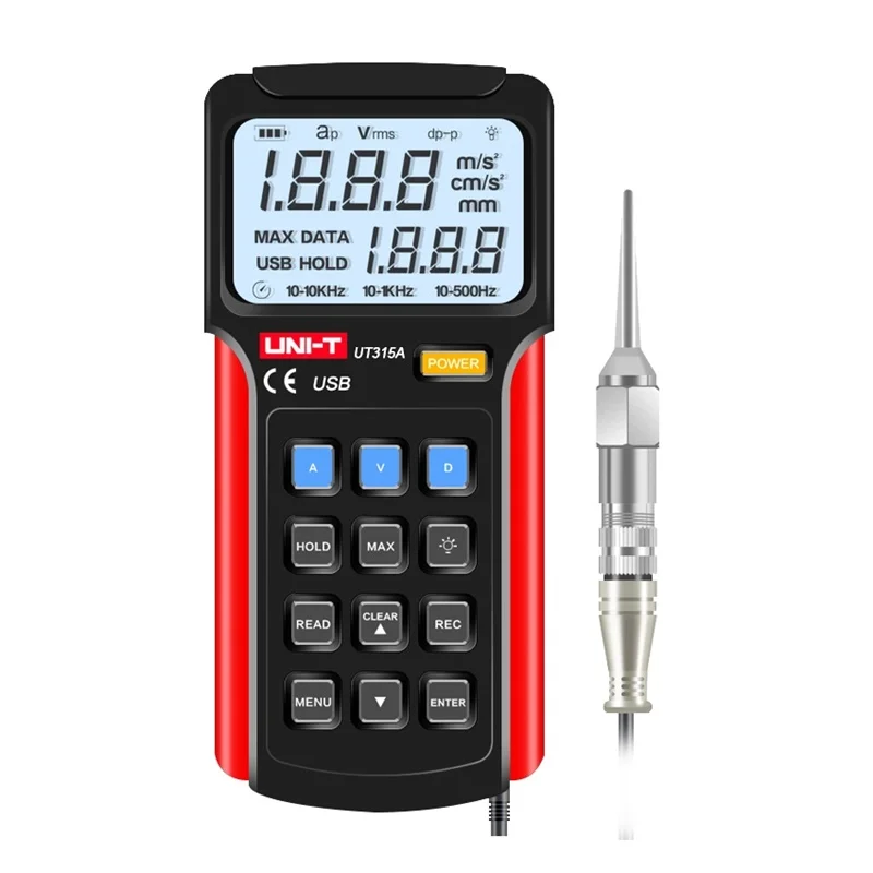 UNI-T UT315A Digital Vibration Testers Vibration Acceleration Velocity Displacement Measurement USB Connect PC Soft
UNI-T UT315A Digital Vibration Testers Vibration Acceleration Velocity Displacement Measurement USB Connect PC Soft