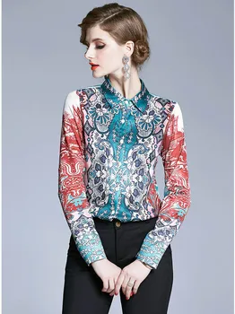 Spring and Aurtumn Women's Sliming Style Blouses & Shirts Lady's Casual Shirt Printing Laptops Long Sleeve Lapel Neck 
Spring and Aurtumn Women's Sliming Style Blouses & Shirts Lady's Casual Shirt Printing Laptops Long Sleeve Lapel Neck