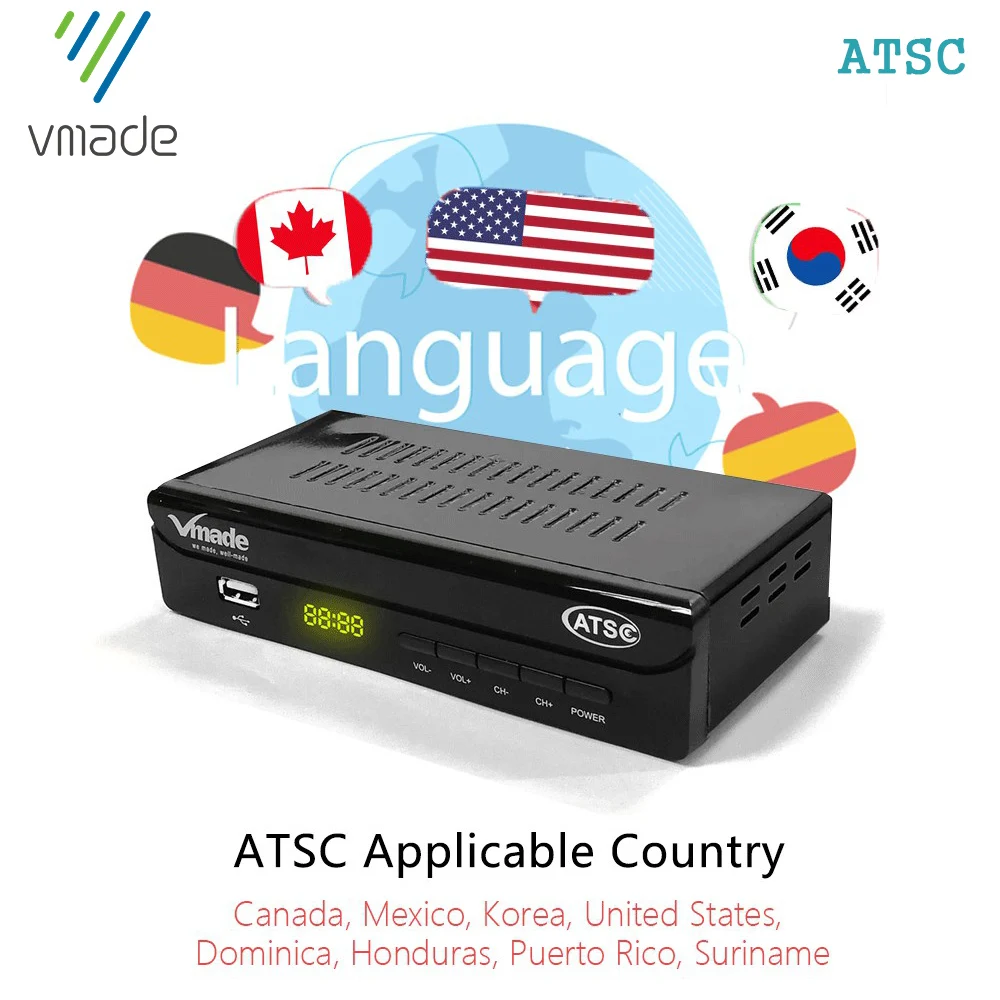Vmade Newest DVB ATSC Q1 Digital Terrestrial Receiver TV Tuner DVB ATSC digital set top box H.264 HD 1080P DVB TV Box tuner
Vmade Newest DVB ATSC Q1 Digital Terrestrial Receiver TV Tuner DVB ATSC digital set top box H.264 HD 1080P DVB TV Box tuner