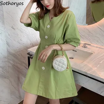 Dress Women Elegant Retro High Waist V-Neck Simple Solid Color Womens Clothing Trendy Loose Casual Summer New Korean Style Sweet
Dress Women Elegant Retro High Waist V-Neck Simple Solid Color Womens Clothing Trendy Loose Casual Summer New Korean Style Sweet