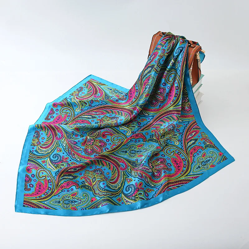 Модные шали и накидки с принтом пейсли женский шарф для волос Шелковый сатиновый