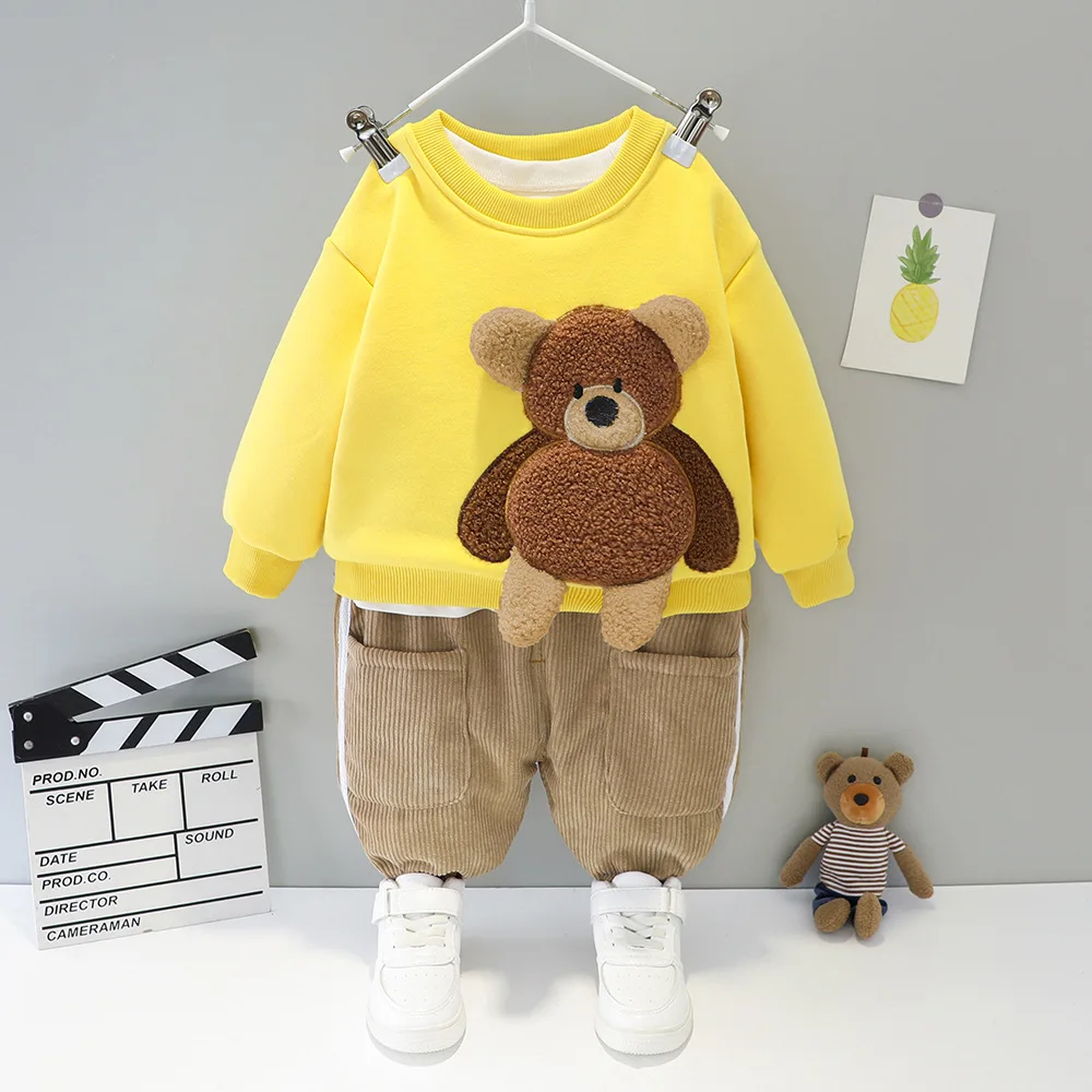 winter Boys Clothes Fleece Children's Clothing Sets spring Long Sleeve Active Suits Letter Print Baby 2pcs Boy Set |