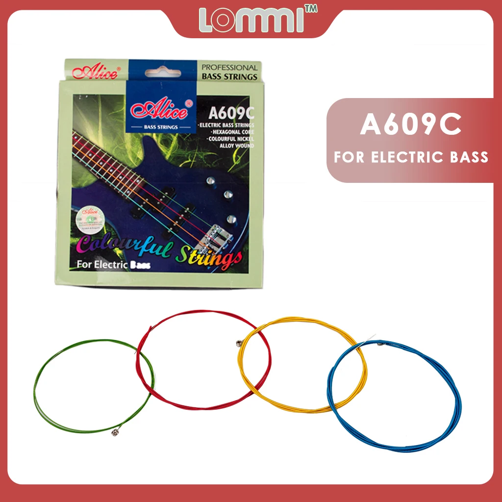 

LOMMI Alice A609C Electric Bass Strings Hexagonal Core Colorful Nickel Alloy Wound 1-st 2-nd 3-rd 4-th Electric Bass Accessories