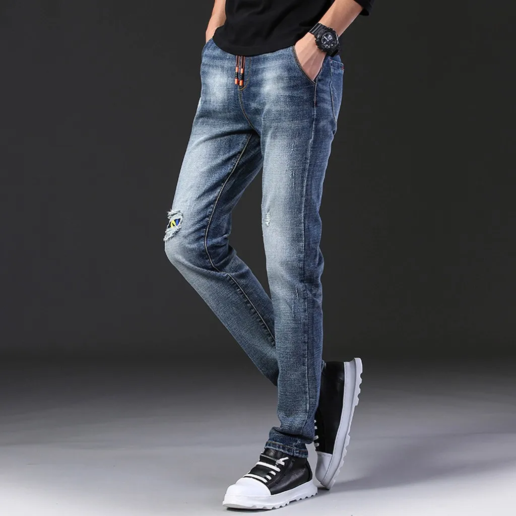 2019 New Fashion section Pants Casual Men's Denim Straight Hole Trouser Drawstring Jeans Long Pants Z812
2019 New Fashion section Pants Casual Men's Denim Straight Hole Trouser Drawstring Jeans Long Pants Z812
