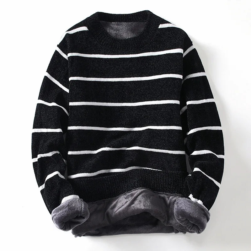 2020 Winter Super Warm Sweater Men's O neck Slim Soft Fleece Pullover Striped Knitted Plus velvet thickening Sweater Men
2020 Winter Super Warm Sweater Men's O neck Slim Soft Fleece Pullover Striped Knitted Plus velvet thickening Sweater Men