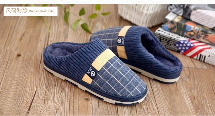 Indoor Grid Warm Cotton Slippers - true-deals-club