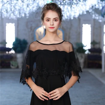 Flower Applique Edge Wrap Shawl Black Sheer Tulle High Low Wedding Short Cape Evening Party Women Bolero Stole Bridal
Flower Applique Edge Wrap Shawl Black Sheer Tulle High Low Wedding Short Cape Evening Party Women Bolero Stole Bridal