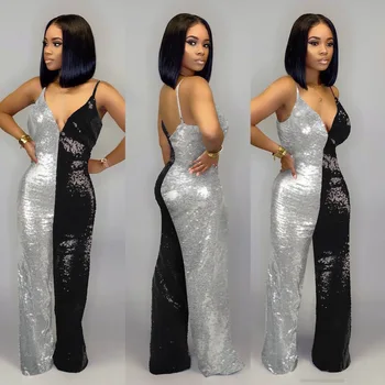 Women Hot Sale Sexy Sling Deep V Backless Beaded Jumpsuit Nightclub Playsuits Summer Patwork Bodysuits 
Women Hot Sale Sexy Sling Deep V Backless Beaded Jumpsuit Nightclub Playsuits Summer Patwork Bodysuits