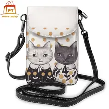 Женская кожаная сумка на плечо с принтом кошки|Сумки ручками|