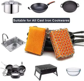 2-in-1 Cast Iron Cleaner Premium 316 Stainless Steel Chainmail Scrubber with Silicone Insert for Cast Iron Skillet Pans
2-in-1 Cast Iron Cleaner Premium 316 Stainless Steel Chainmail Scrubber with Silicone Insert for Cast Iron Skillet Pans