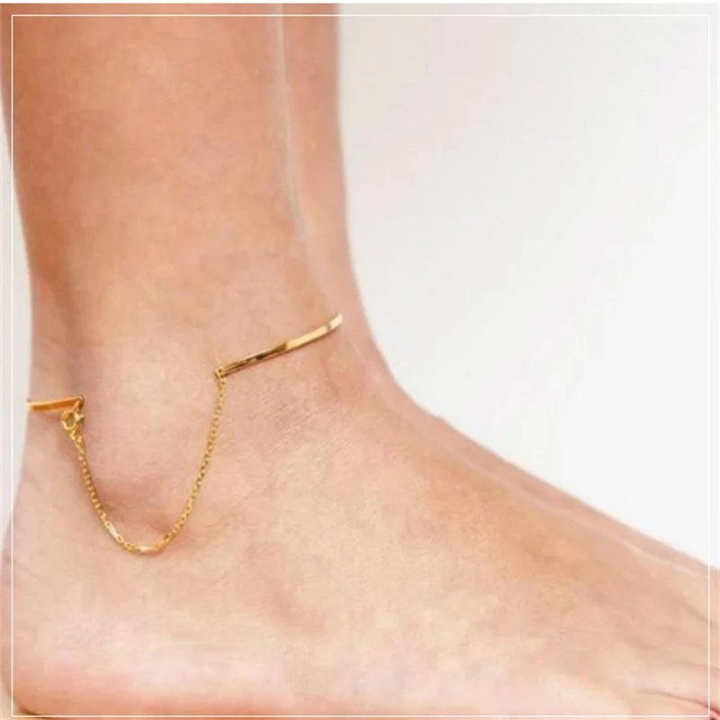 ZG 925 Pure Silver Foot Chain Gilded INS Cold Style C Model Bracelet Chic Female Character Retro Very Simple Accessories | Украшения и