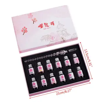 12 Colors Bottled Dip Glass Pen Ink With 1Pc Cherry Blossom Rain Fountain Dip Writing Signature Pen Art Supplies Gifts Nov.8
12 Colors Bottled Dip Glass Pen Ink With 1Pc Cherry Blossom Rain Fountain Dip Writing Signature Pen Art Supplies Gifts Nov.8