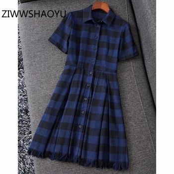 ZIWWSHAOYU Summer Women Elegant Vintage Mini Dresses Fashion Designer Ladies Ladies Short Sleeve Tassel Gingham Cotton Dress
ZIWWSHAOYU Summer Women Elegant Vintage Mini Dresses Fashion Designer Ladies Ladies Short Sleeve Tassel Gingham Cotton Dress