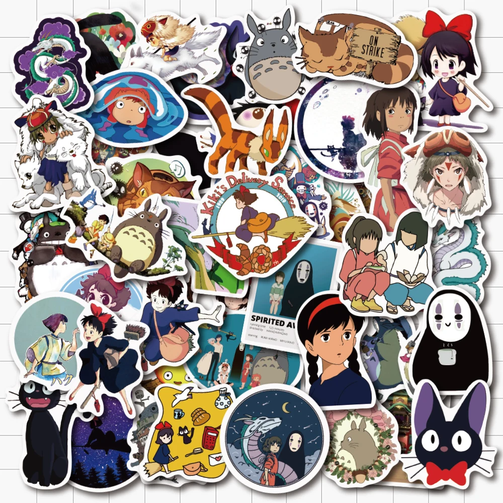 Фото VANMAXX 50/100 PCS New Hayao Miyazaki Anime Stickers Waterproof Vinyl Decal for Laptop Helmet Bicycle Luggage Guitar Car | Игрушки и