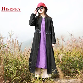 Hisenky Winter Woolen Jacket Women Retro Long Dust Coat 2019 Autumn Black Slim Ethnic Wool Overcoat Elegent Trench Coat 
Hisenky Winter Woolen Jacket Women Retro Long Dust Coat 2019 Autumn Black Slim Ethnic Wool Overcoat Elegent Trench Coat