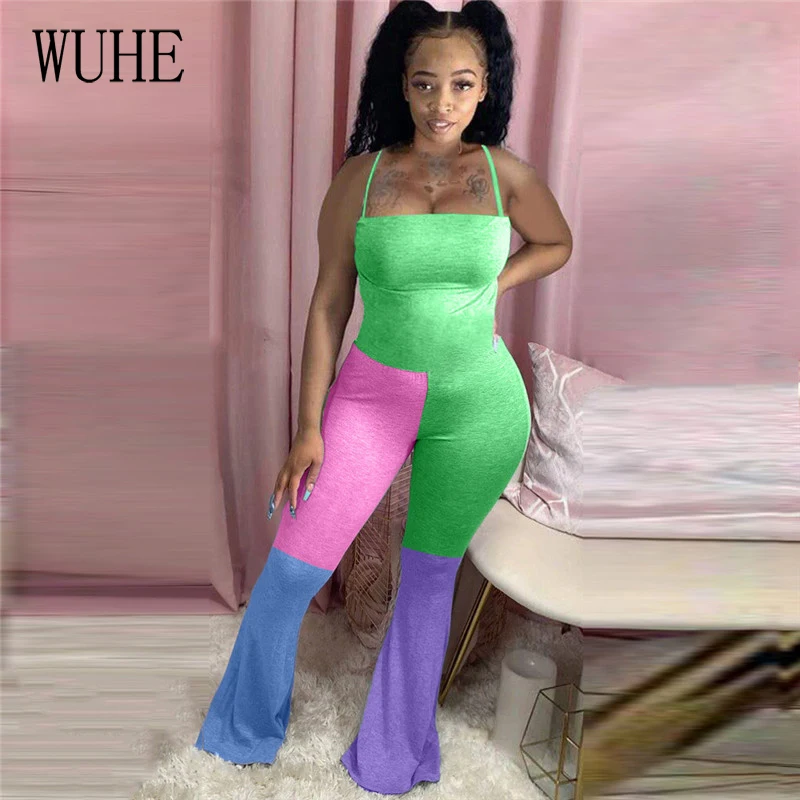 WUHE New Multi Color Patchwork Spaghetti Strap Jumpsuit Sport Flare Full Length Pants Women Sleeveless Casual Summer Romper
WUHE New Multi Color Patchwork Spaghetti Strap Jumpsuit Sport Flare Full Length Pants Women Sleeveless Casual Summer Romper