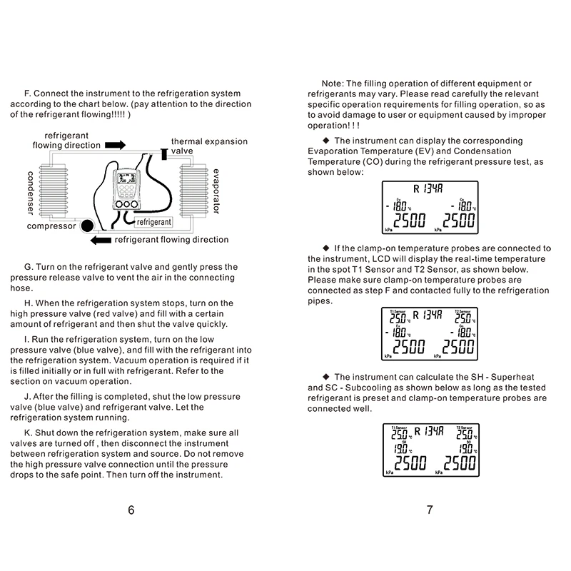 DY517 Manifold Digital Digital Pressure Gauge Refrigeration Vacuum Pressure Manifold Tester HVAC Temperature Tester for Car