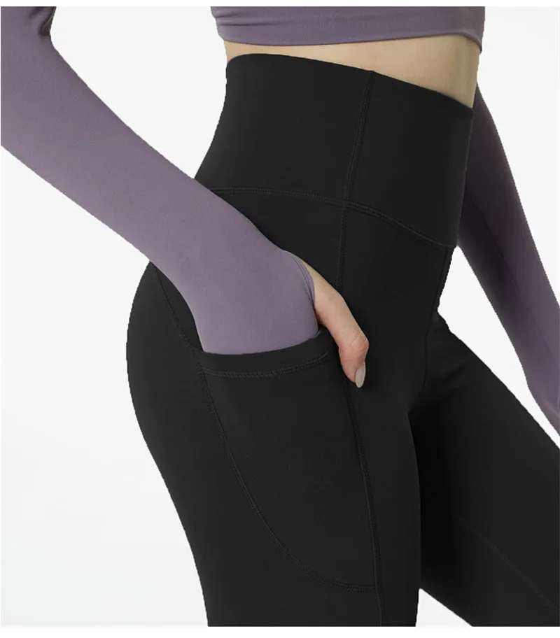 Zwarte Gymlegging Met Zakken Groothandel