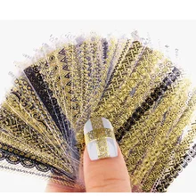 24 hojas/Set calado uñas pegatina esmalte tiras flores para uñas envolturas deslizantes autoadhesivas uñas Deco all Art decoraciones(China)