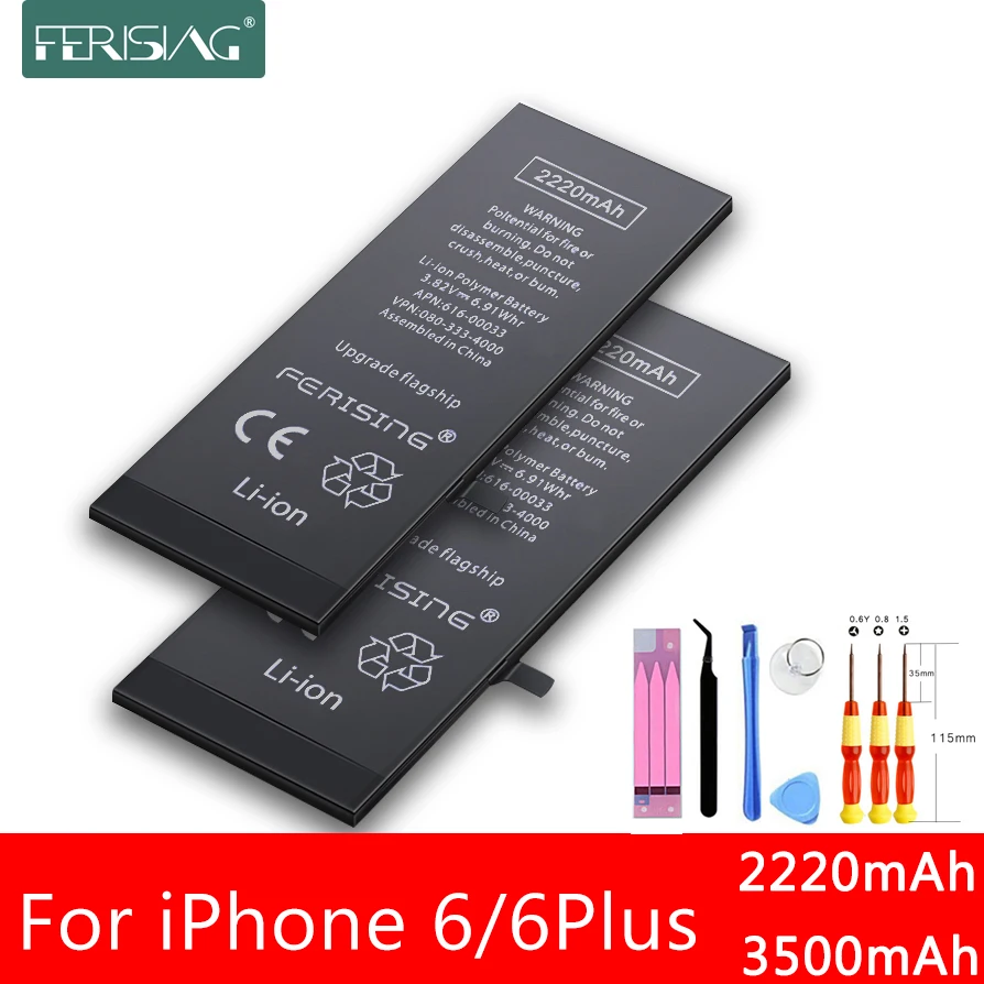 2220mah/3500mah FERISING high capacity Battery For Apple iPhone 6 Plus iPhone6 6G 6Plus 5S Mobile Phone Lithium Polymer Bateria
2220mah/3500mah FERISING high capacity Battery For Apple iPhone 6 Plus iPhone6 6G 6Plus 5S Mobile Phone Lithium Polymer Bateria