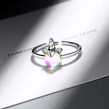 925 Sterling Silver Unicorn Opal Rings For Women Adjustable Finger Ring Anillos Birthday Gift jz326 
925 Sterling Silver Unicorn Opal Rings For Women Adjustable Finger Ring Anillos Birthday Gift jz326