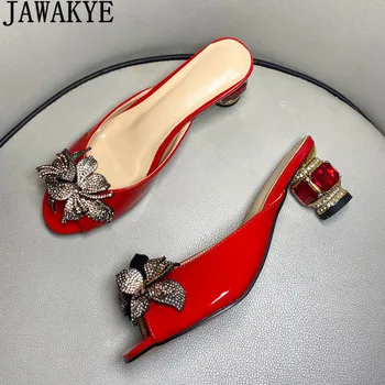 New Mules Crystal Shoes women red High Heels Slippers Open Toe Jeweled Chunky Heels ladies Shoes Runway Summer Dress Shoes Woman
New Mules Crystal Shoes women red High Heels Slippers Open Toe Jeweled Chunky Heels ladies Shoes Runway Summer Dress Shoes Woman