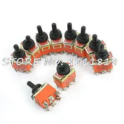 10Pcs Panel Mount DPDT On-Off-On Dual Position Toggle Switch 250V 25A w Cover