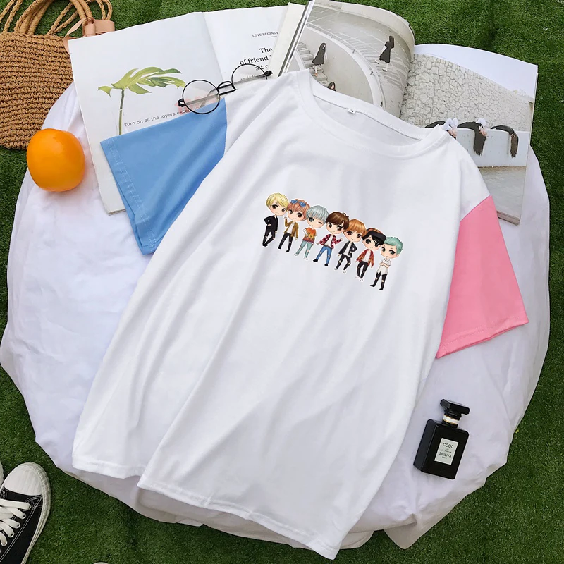 Mutlicolor Patchwork Cotton T Shirt Women New Korean Kpop Fans Clothes Casual Loose Kawaii Funny Cartoon Printed Tops Streetwear
Mutlicolor Patchwork Cotton T Shirt Women New Korean Kpop Fans Clothes Casual Loose Kawaii Funny Cartoon Printed Tops Streetwear