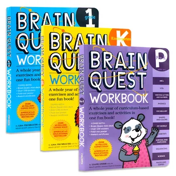 Brain Quest workbook English version of the intellectual development card books questions and answers card smart Child kids