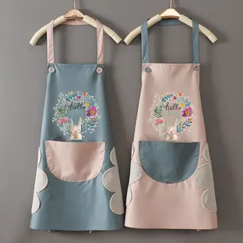 Fashion Household Cute Kitchen Cooking Apron Female Waterproof Oil Resistant Waist MEN'S Overalls Customizable Printed Words Log
