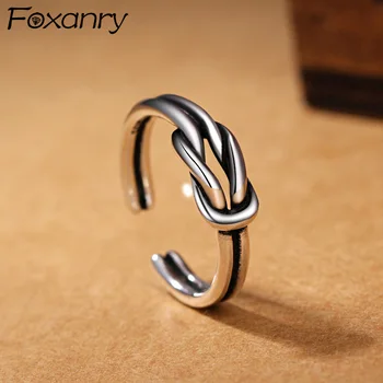 Foxanry Minimalist 925 Sterling Silver Love Knots Open Rings for Women Retro Thai Silver Jewelry Handmade Party Accessories
Foxanry Minimalist 925 Sterling Silver Love Knots Open Rings for Women Retro Thai Silver Jewelry Handmade Party Accessories
