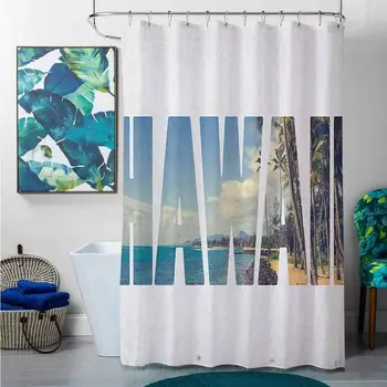 Shower Curtains Neutral Colors Hawaiian,Word Hawaii with Tropical Island Photo Exotic Popular Places Palm Forest by Ocean, Blue
Shower Curtains Neutral Colors Hawaiian,Word Hawaii with Tropical Island Photo Exotic Popular Places Palm Forest by Ocean, Blue