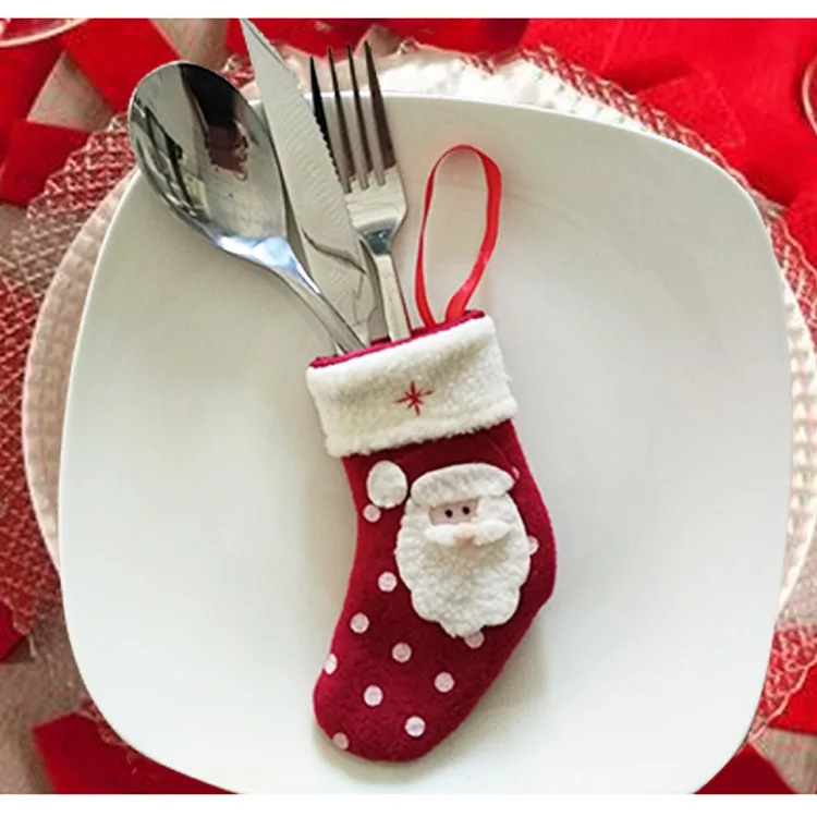 3 шт./компл. Рождественские носки Санта Клаус посуда держатель сумка для посуды