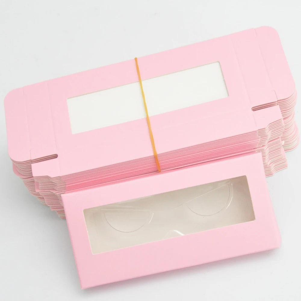 

wholesale New 50/pcs Paper false eyelash packaging box lash boxes packaging custom logo faux cils 25mm mink eyelashes Pink case