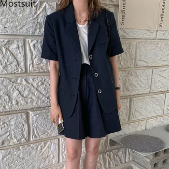 2020 Summer Linen Korean Two Piece Suit Sets Women Short Sleeve Blazer + Elastic Waist Middle Pants Office Fashion 2 Pcs Sets
2020 Summer Linen Korean Two Piece Suit Sets Women Short Sleeve Blazer + Elastic Waist Middle Pants Office Fashion 2 Pcs Sets
