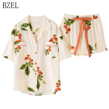 BZEL Floral Sleepwear Women's Pajama Sets New Cotton Pijama With Pockets Pyjama Femme Quality Ladies Home Suit Clothes For Home
BZEL Floral Sleepwear Women's Pajama Sets New Cotton Pijama With Pockets Pyjama Femme Quality Ladies Home Suit Clothes For Home
