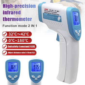 Handheld Infrared Thermometer Temperature Meter LCD Non-contact Forehead 32-42.9 C Measuring LB88
Handheld Infrared Thermometer Temperature Meter LCD Non-contact Forehead 32-42.9 C Measuring LB88