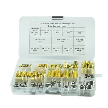 116Pcs/Set Self Tapping Thread Slotted Inserts and Steel Wire Thread Inserts Combination Set Thread Repair Tools
116Pcs/Set Self Tapping Thread Slotted Inserts and Steel Wire Thread Inserts Combination Set Thread Repair Tools