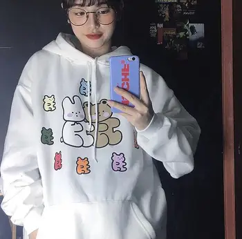 Autumn and winter Korean Harajuku BF wind retro funny bear print loose plus velvet hoodie sweatshirt women
Autumn and winter Korean Harajuku BF wind retro funny bear print loose plus velvet hoodie sweatshirt women