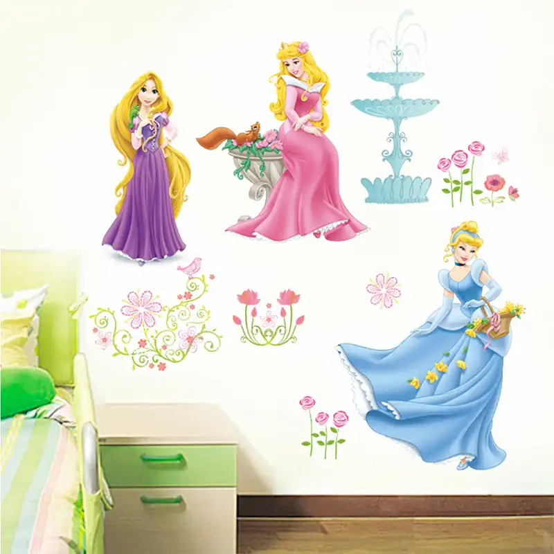 漫画ディズニーラプンツェルシンデレラ王女pvcウォールステッカー子供の部屋の女の子寝室の装飾壁画アートデカール Gooum