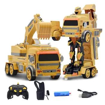 

RC Engineering Vehicle 1:12 Deformation Engineering Car Excavator Watch Gravity Gesture Sensing Car With Light Music RC Car Toy