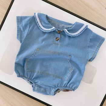 Baby girl denim jumpsuit summer kids baby navy collar big pocket short-sleeved robe denim blue bodysuit outfits clothing
Baby girl denim jumpsuit summer kids baby navy collar big pocket short-sleeved robe denim blue bodysuit outfits clothing
