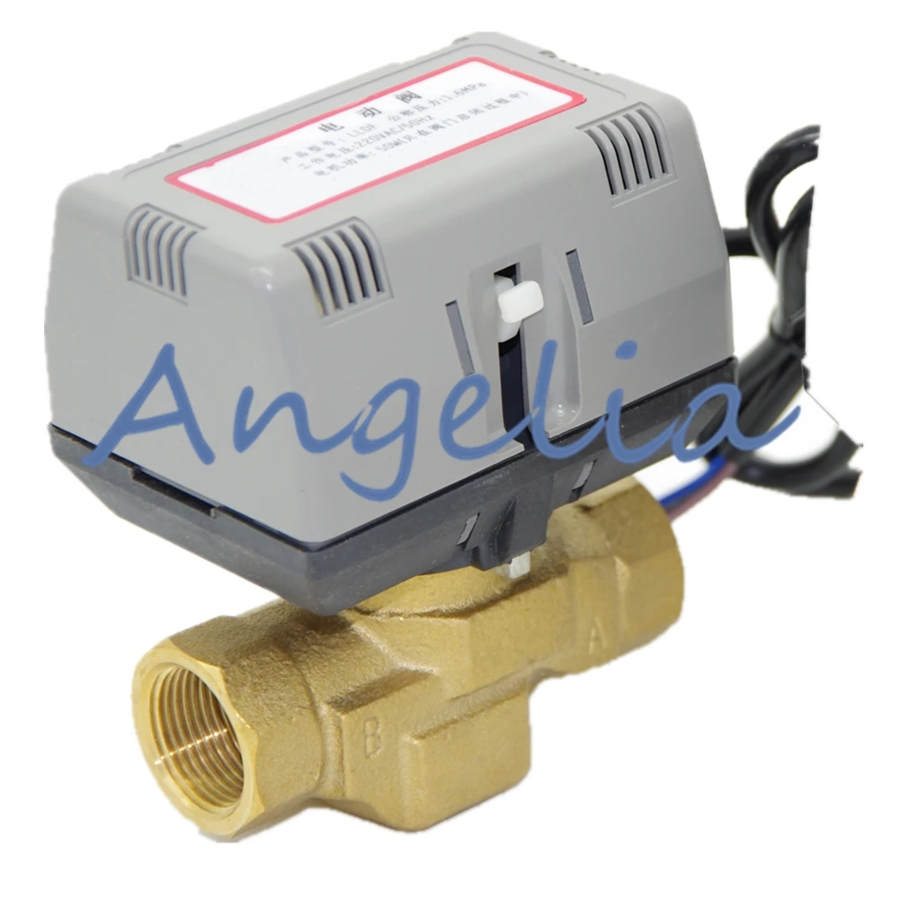 

AC220V 1" BSP DN25 Brass 2 Way Motorized Valve Electrical Actuator Valve For HVAC water system 3 Lines 2 Control