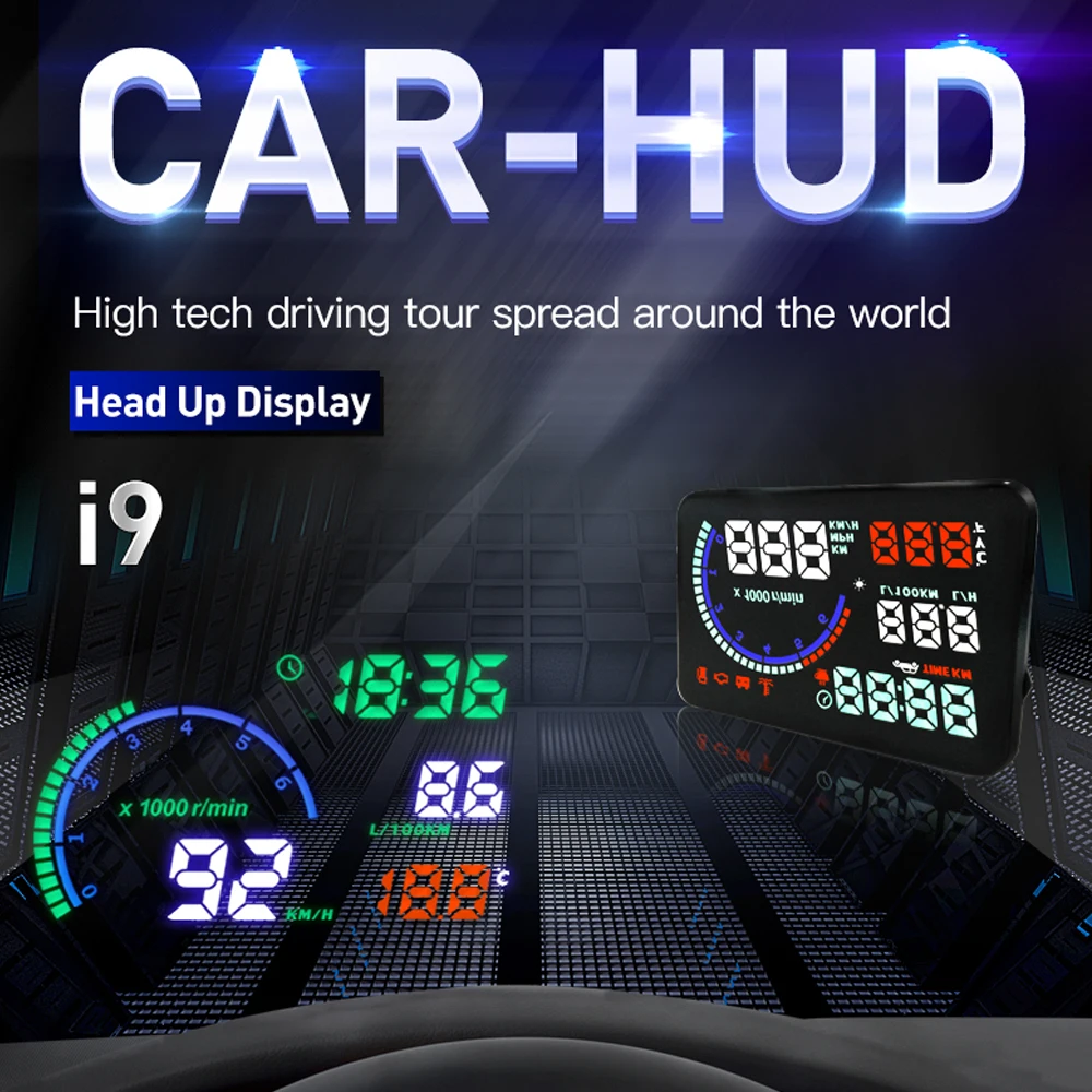 Color I9 5.5 Inch Hud Car Heads-Up Display Led Windshield Speed Projector Obd2 Scanner Speed Warning Fuel Consumption Data
Color I9 5.5 Inch Hud Car Heads-Up Display Led Windshield Speed Projector Obd2 Scanner Speed Warning Fuel Consumption Data