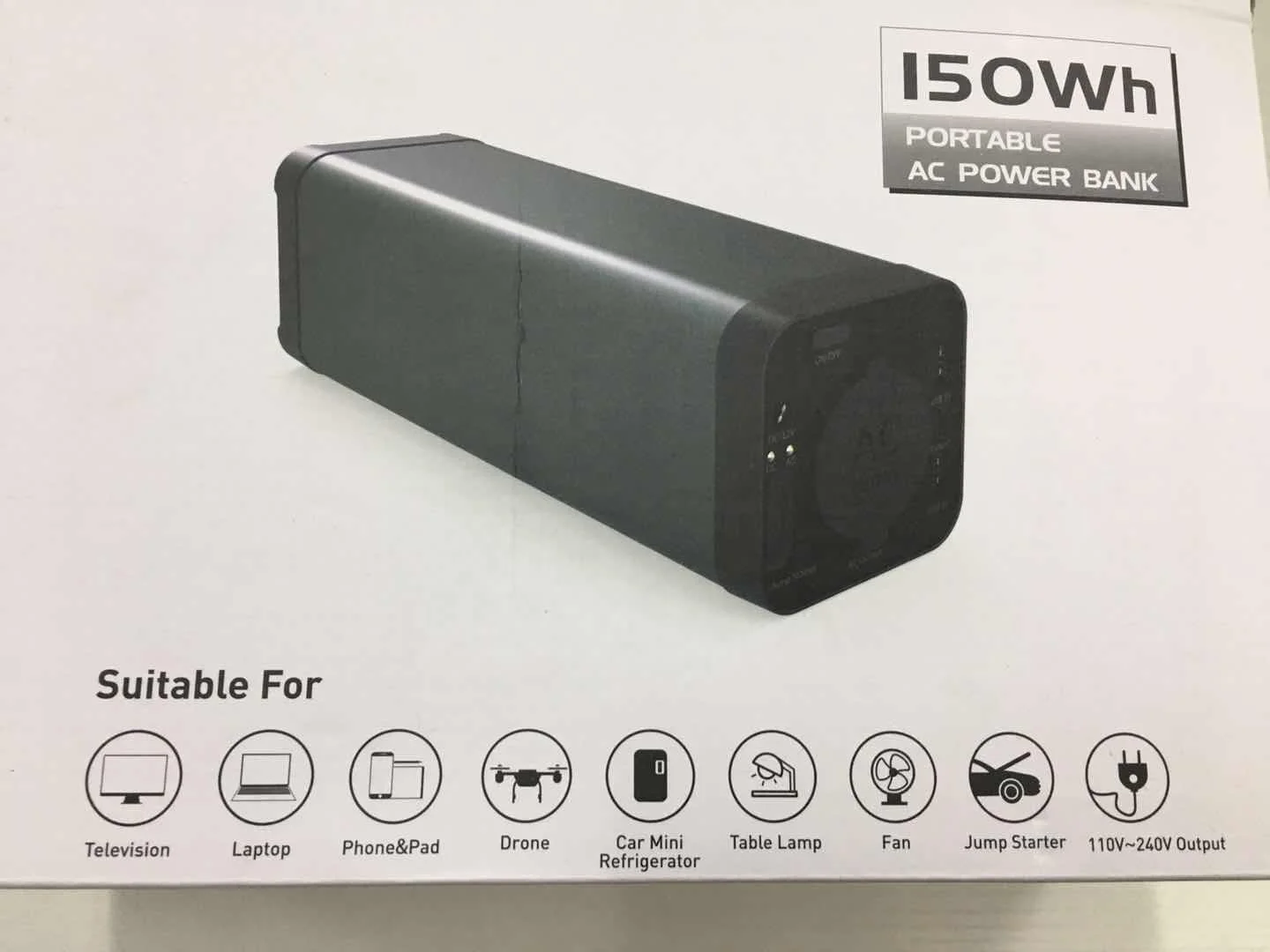 Solar Generator Portable Power Station 150Wh Pure Sine Wave Backup Lithium Battery Pack