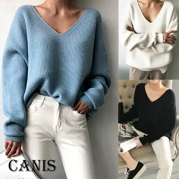 New Womens Winter Loose Pullover Sweatershirt Long Sleeve Solid Sweater Autumn Ladies V neck Sweater Office Lady
New Womens Winter Loose Pullover Sweatershirt Long Sleeve Solid Sweater Autumn Ladies V neck Sweater Office Lady